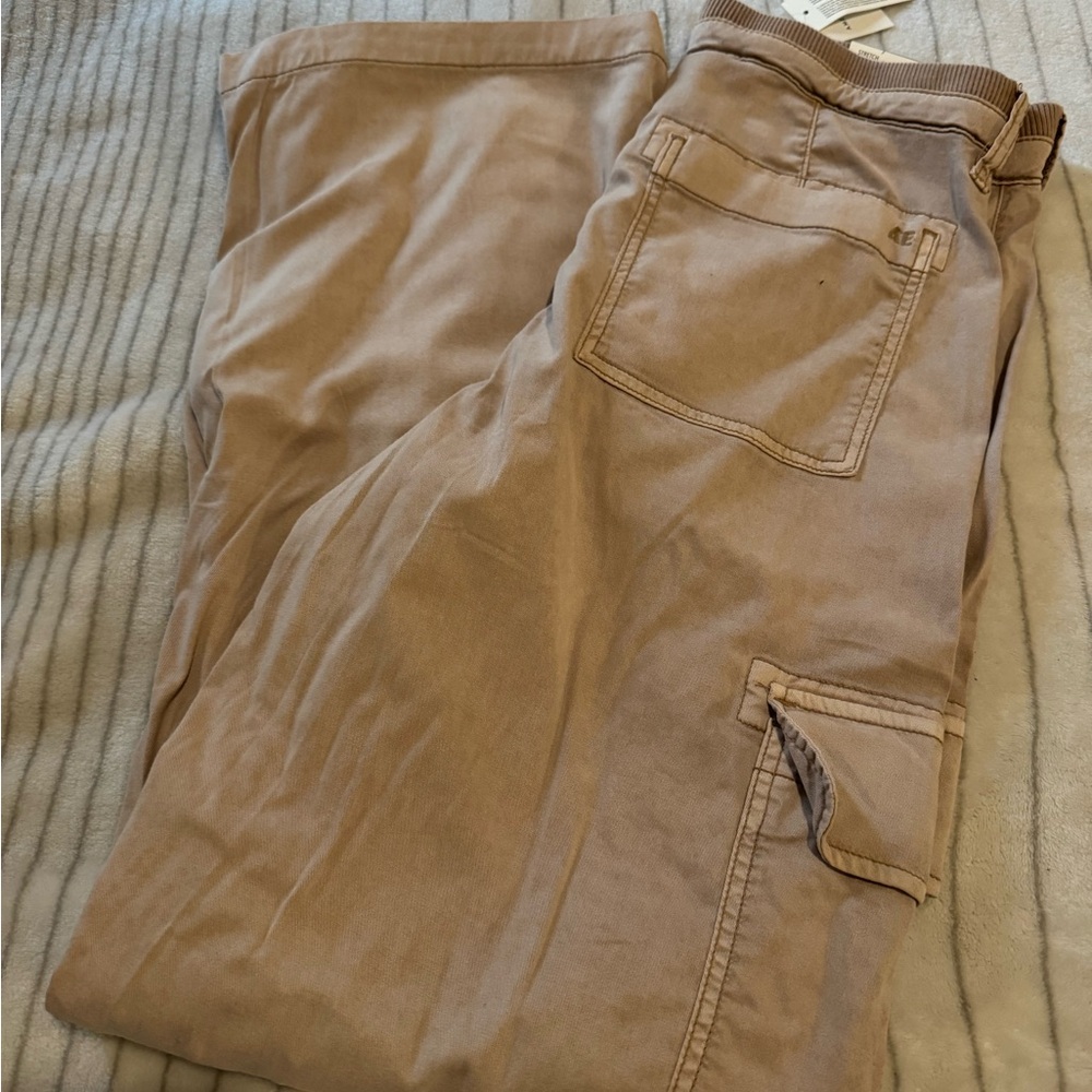 Tan Boot Cut Flare Pants with Relaxed Fit